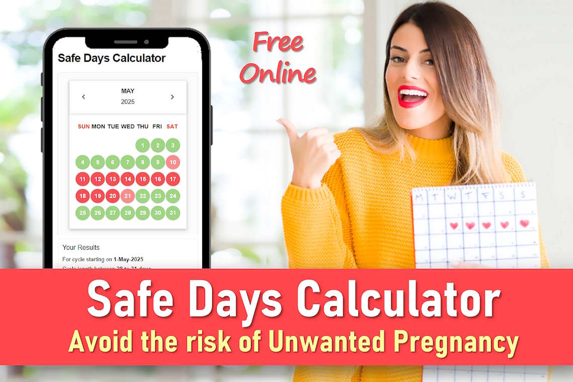 Safe days calculator, Safe days for not getting pregnant, Rhythm method calculator, Natural birth control
